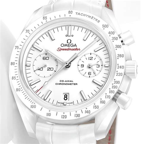 omega moon watch in white|white face omega speedmaster automatic.